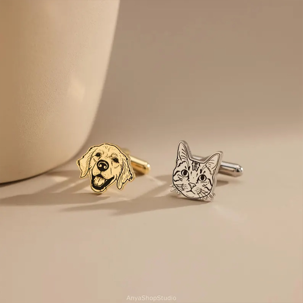 Custom Pet Portrait Cufflinks  - Tie Clip Silver review and price